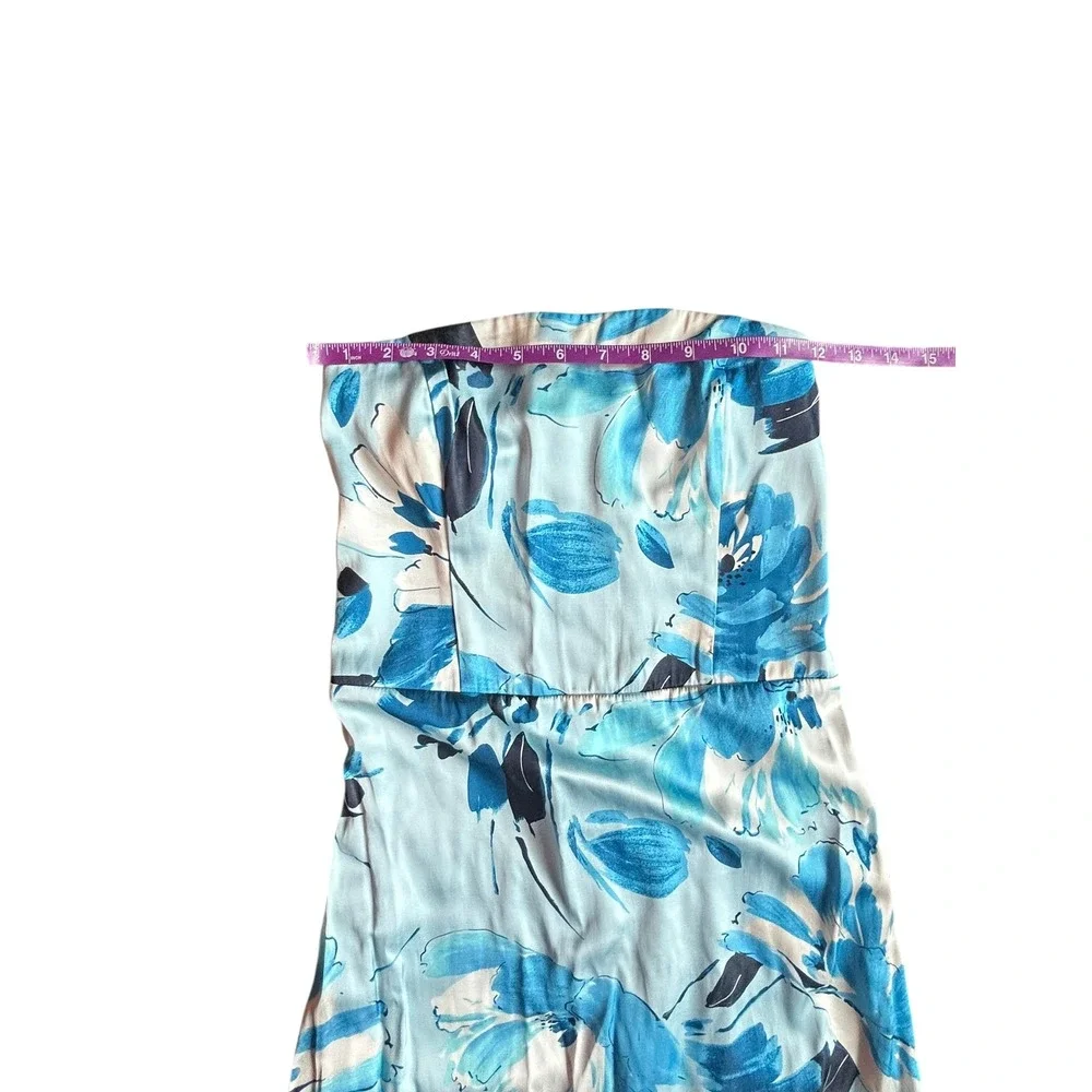 Abercrombie & Fitch Blue Floral Strapless Smocked Back Maxi Dress Women's XS